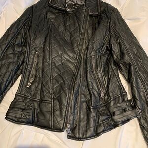 Guess Black Quilted Leather Jacket
